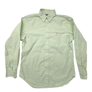 Vtg Ralph Lauren Green Button Down Long Slv Shirt Men's M Classic Fit Pink Pony